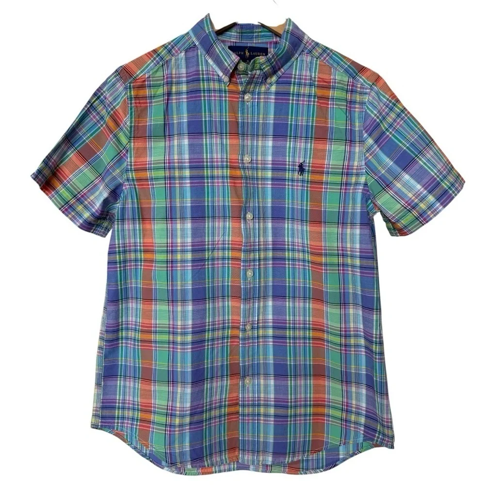 Ralph Lauren Boy’s Classic Fit Plaid Button Down Shirt Size XL Multicolor Casual